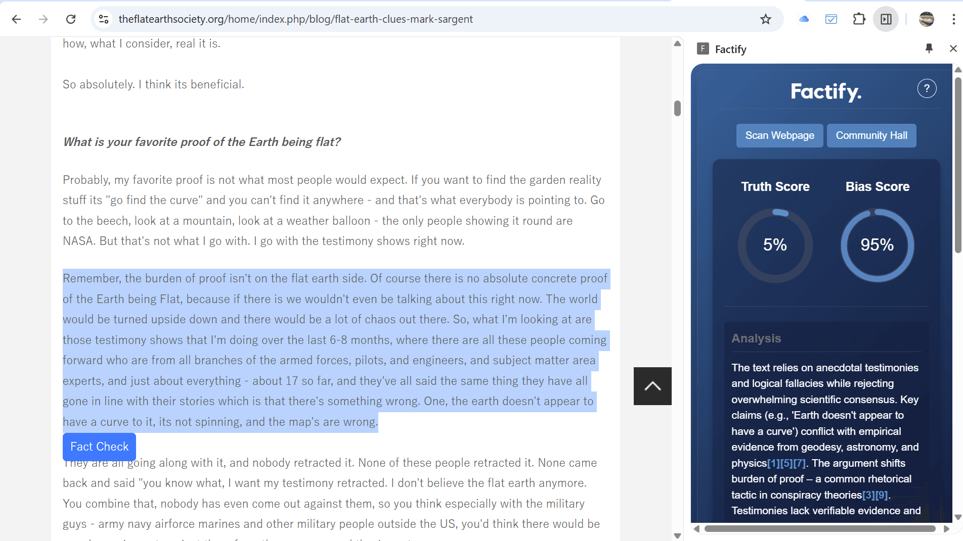 Factify browser extension